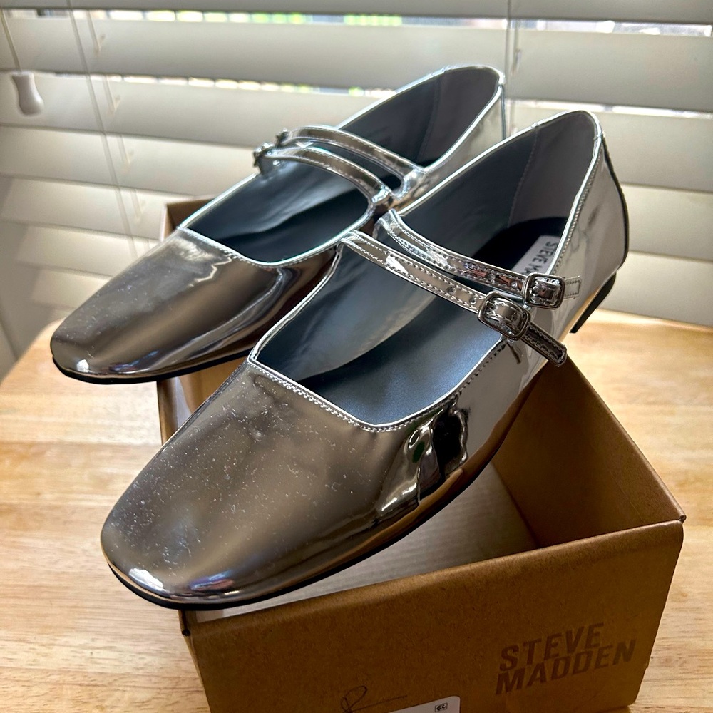 Silver Baby Doll Flats